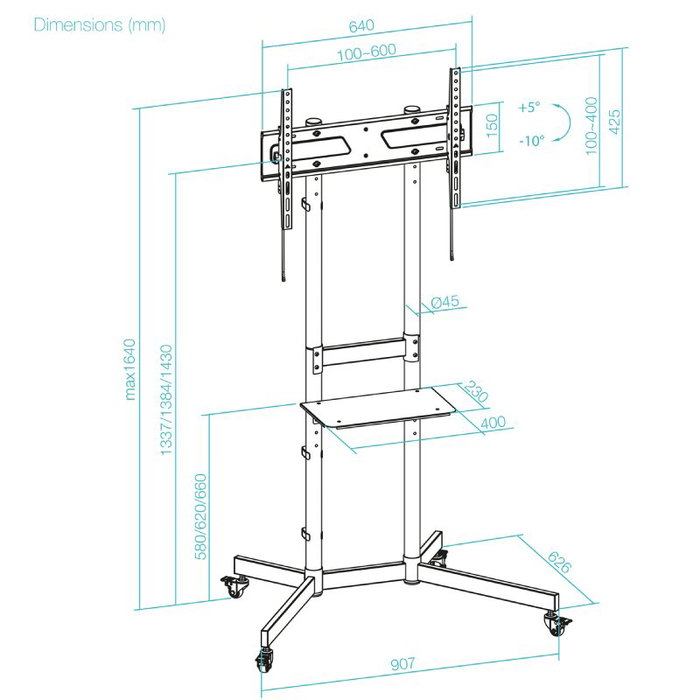 Tooq Soporte de Suelo Kefrén FS1150M-B para TV de 37-70 Pulgadas